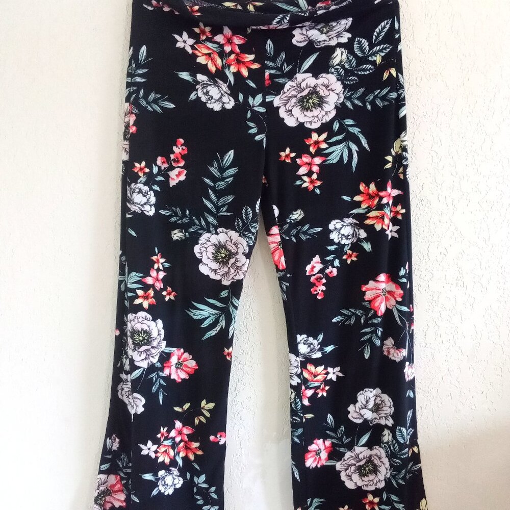 ELEGANT FLORAL PRINT WIDE LEG LOOSE FASHION PANTS